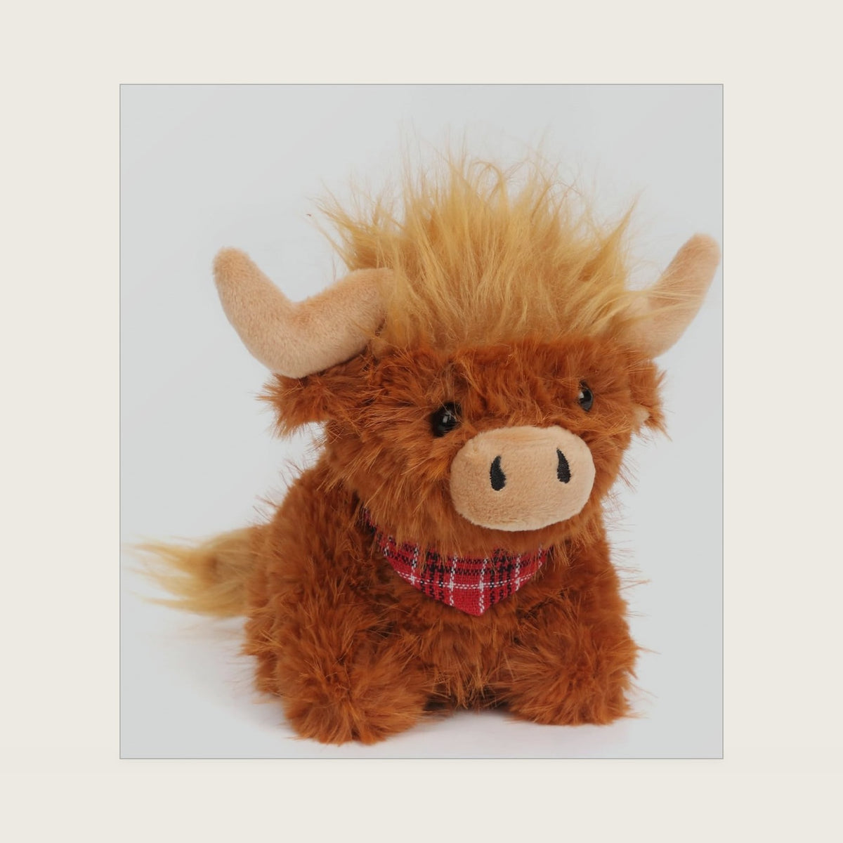 Sitting Highland Cow Stuffed Animal Soft Plush, Brown