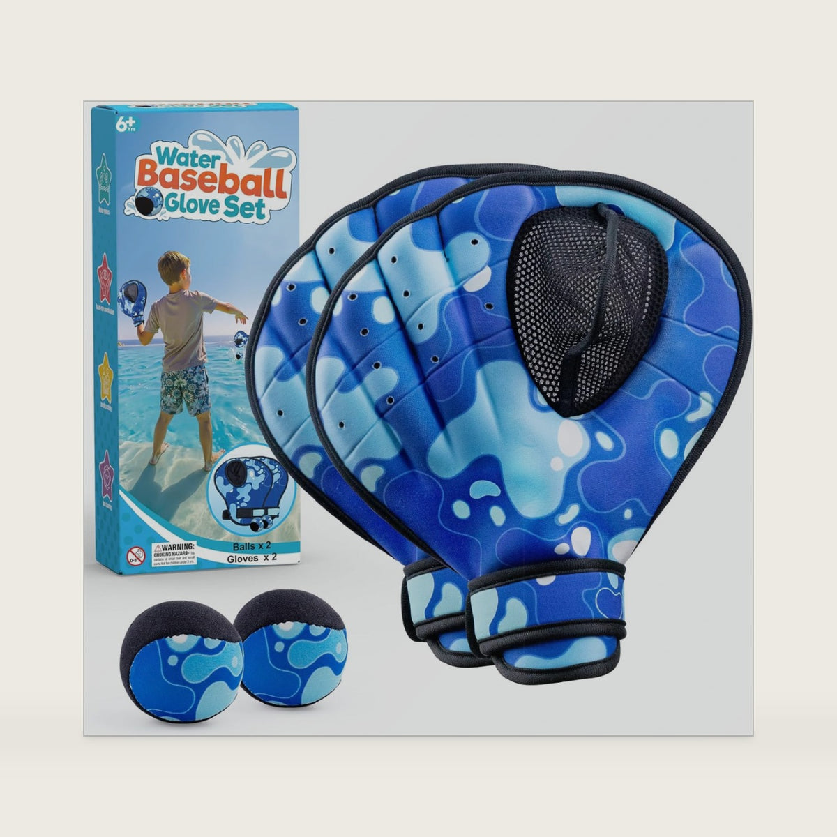 Water Baseball Gloves Bouncing Ball Set, Toss and Catch Game for Beginner
