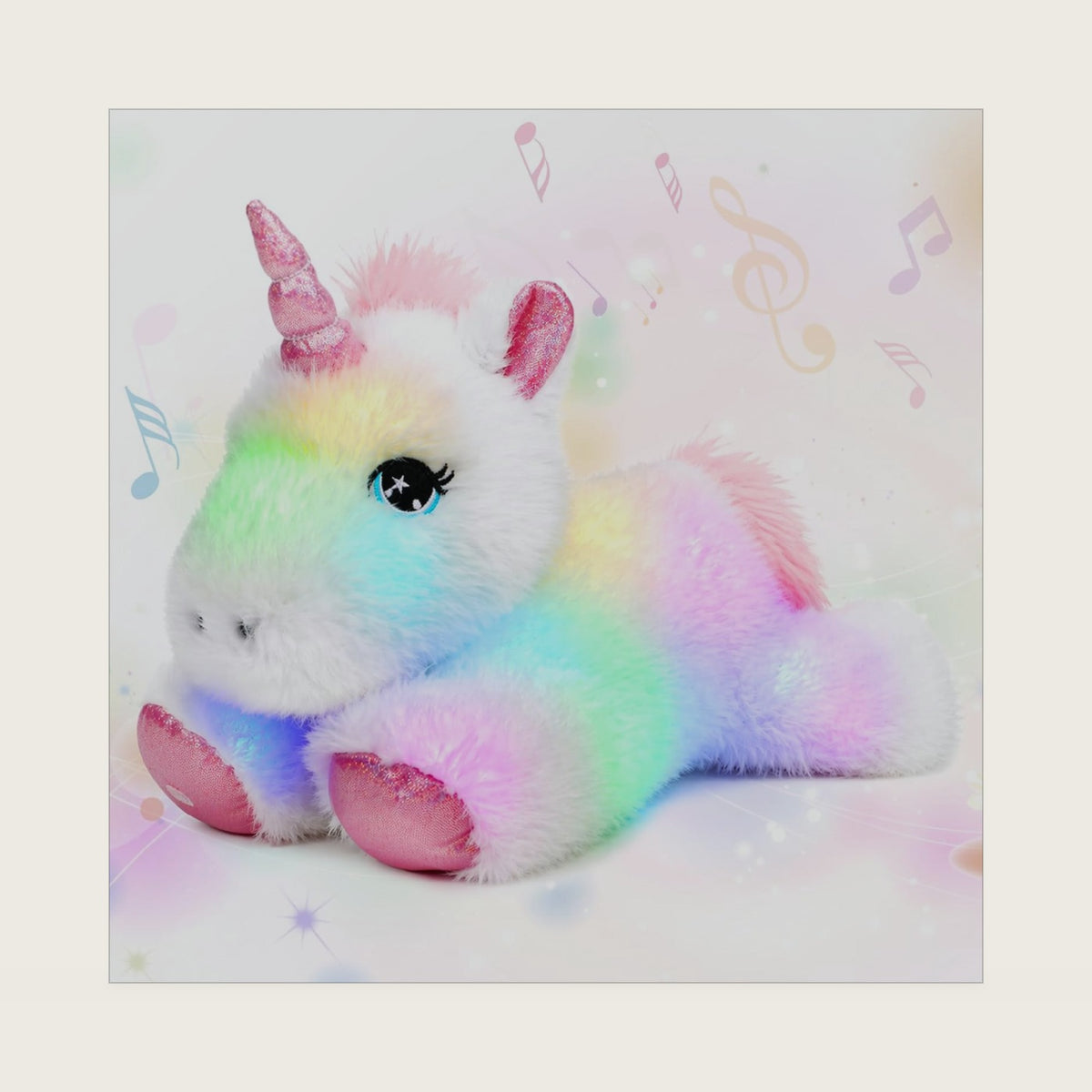 Glowing LED White Unicorn Light-up Toys Musical Plush Stuffed Animal