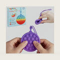 Instant Rebound Fidget Toy with Wrist Strap, No Flip Push Pop Sensory Toy, Continuous Press Bubble Toy for Kids and Adults, Silicone Stress Relief Toy, Keychain Fidget for Travel and School (Purple)