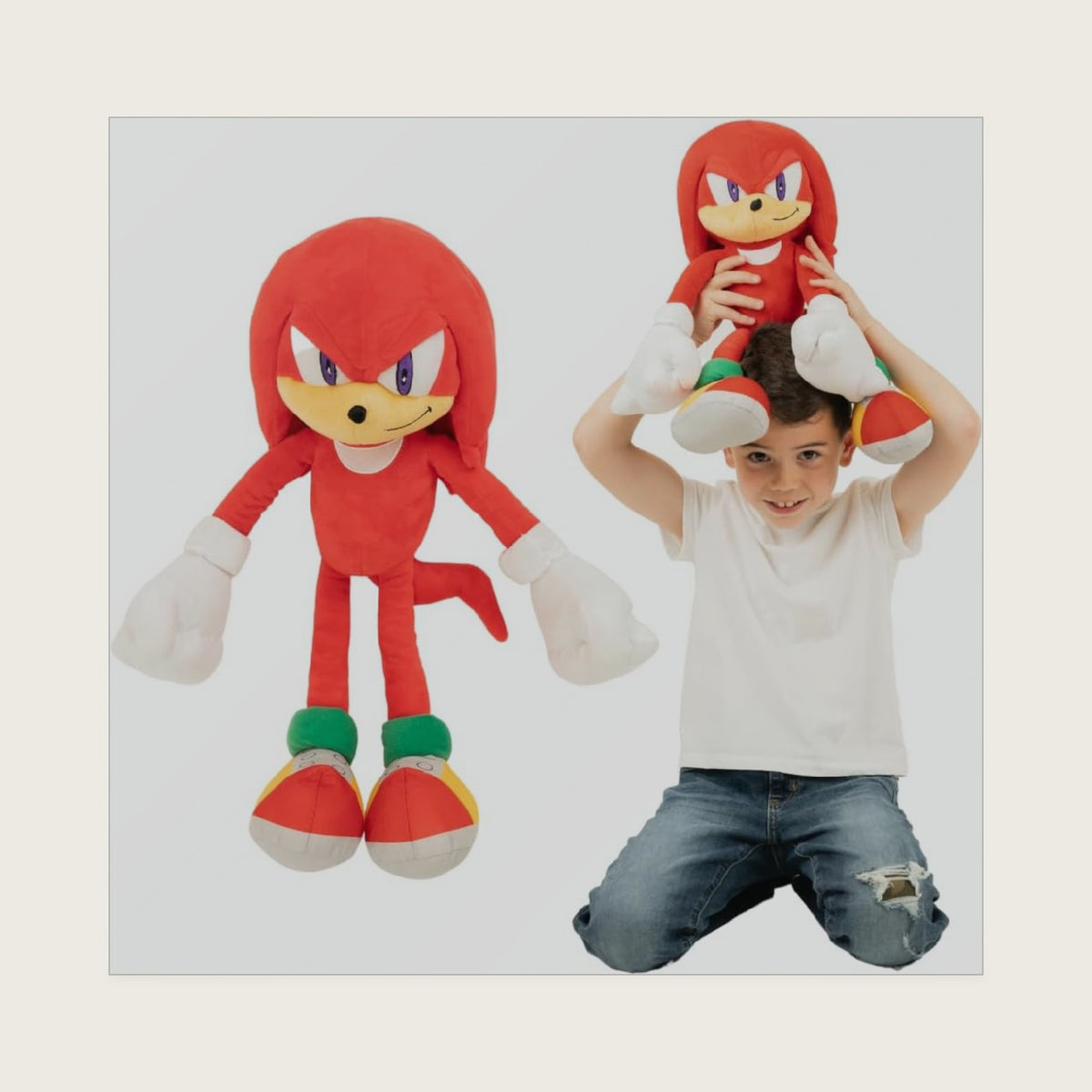 Sonic The Hedgehog Anime Knuckles The Echidna Kids Plush Cuddly Cuddle Pillow, Super Soft & Cozy, 18.50" Tall, ( Product) by Franco