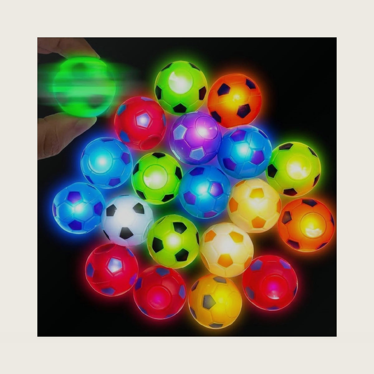 GIFTEXPRESS 36pc Light Up Football Soccer Fidget Spinning Toys for Kids, World Soccer Party Favors Goodie Bag Stuffers, Classroom Prizes, Easter Egg Fillers, Carnival Pinata Toys - Bulk