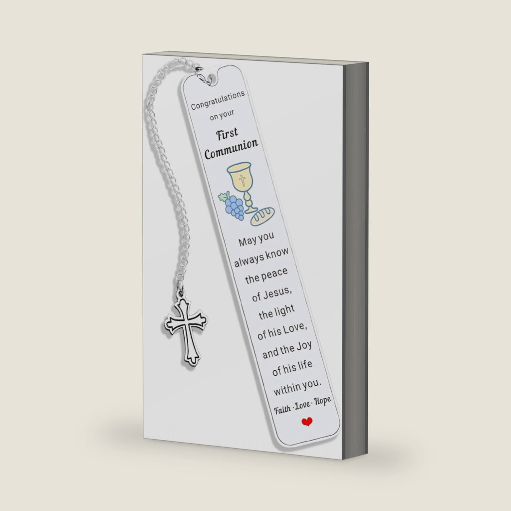 2026 First Communion Gifts for Girls Boys – 1st Holy Communion Bookmark, Christian Religious Gifts for Kids Teens Women Men, Baptism Confirmation Easter Gifts, Faith Cross Bookmark (First Communion 2)