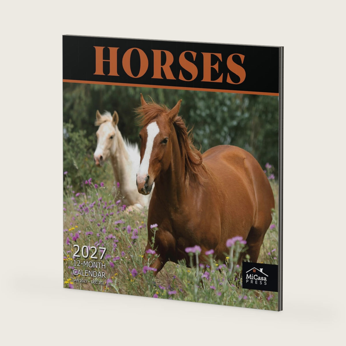 MICASA PRESS Horses 2027 Wall Calendar 12 Month | 12" x 24" Open