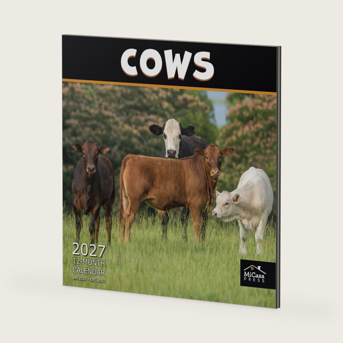 MICASA PRESS Cows 2027 Wall Calendar 12 Month | 12" x 24" Open
