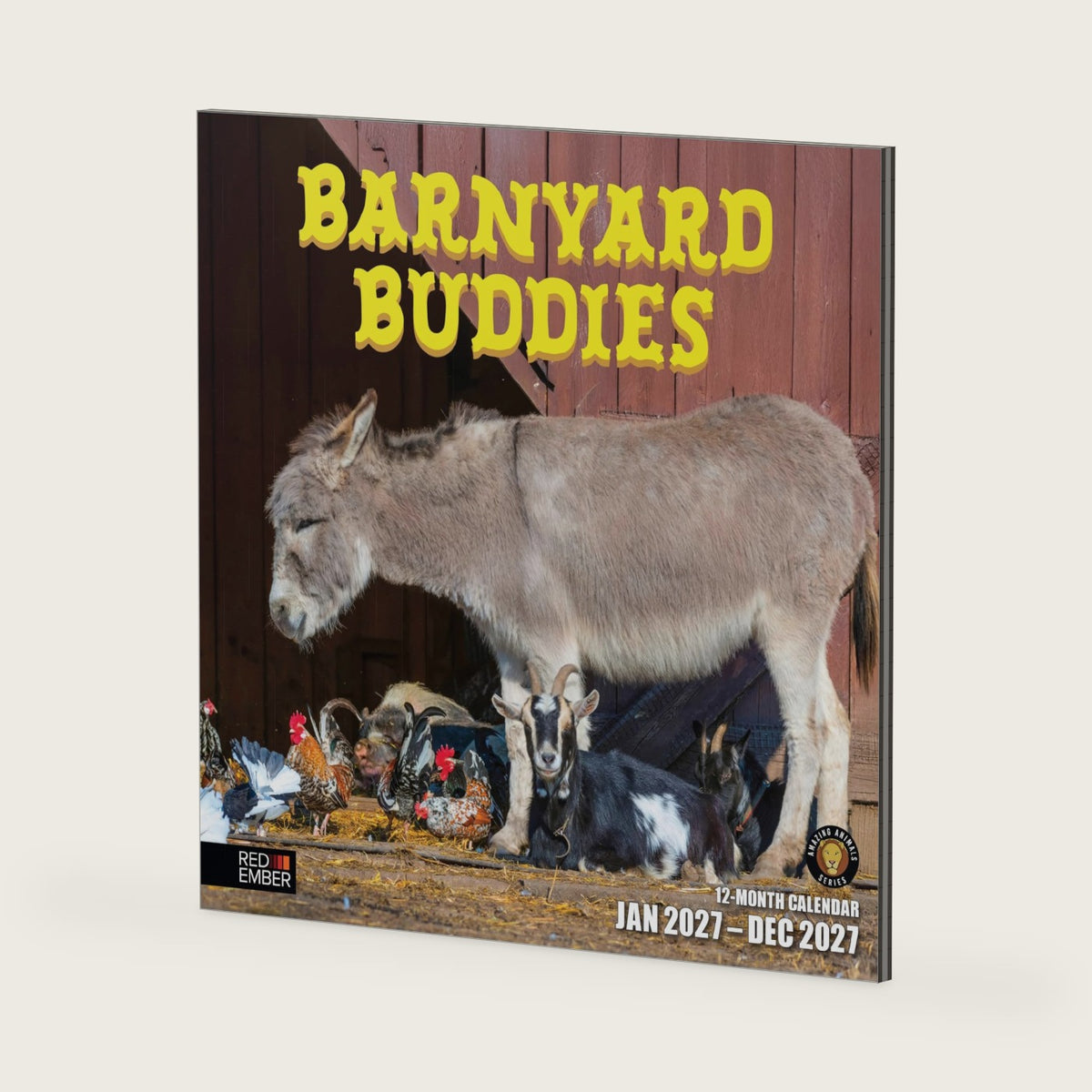 RED EMBER Barnyard Buddies 2027 Wall Calendar 12 Month | 12" x 24" Open