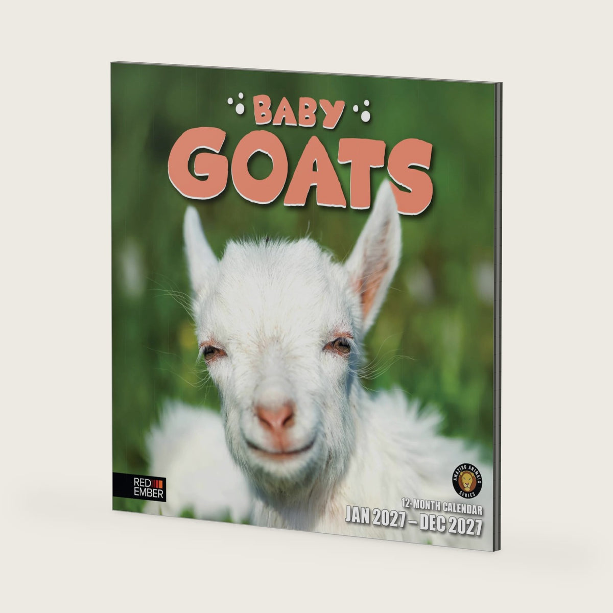 RED EMBER Baby Goats 2027 Wall Calendar 12 Month | 12" x 24" Open