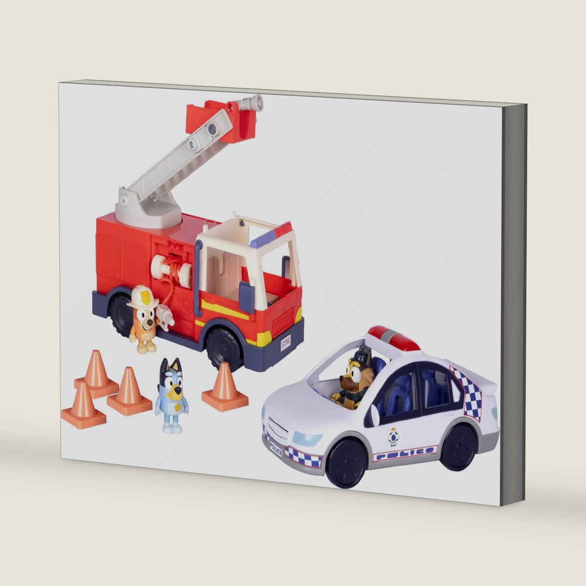 Bluey Rescue Set, Police Car & Firetruck with 3 Figures