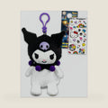 Kuromi Plush Keychain Set - Bundle with 6" Zipper Pull Plushie for Kids with Stickers and More | Kuromi Bag Clips Party Favor
