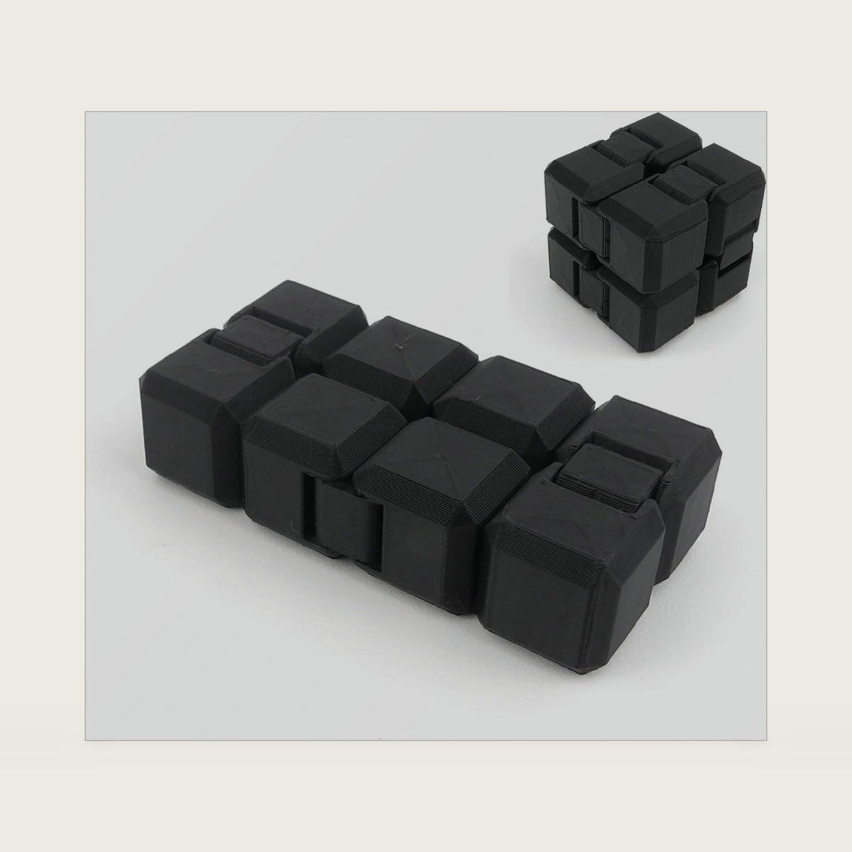 3D Printed Infinity Cube, Fidget Cube for Adults, Desk Toy (Black)