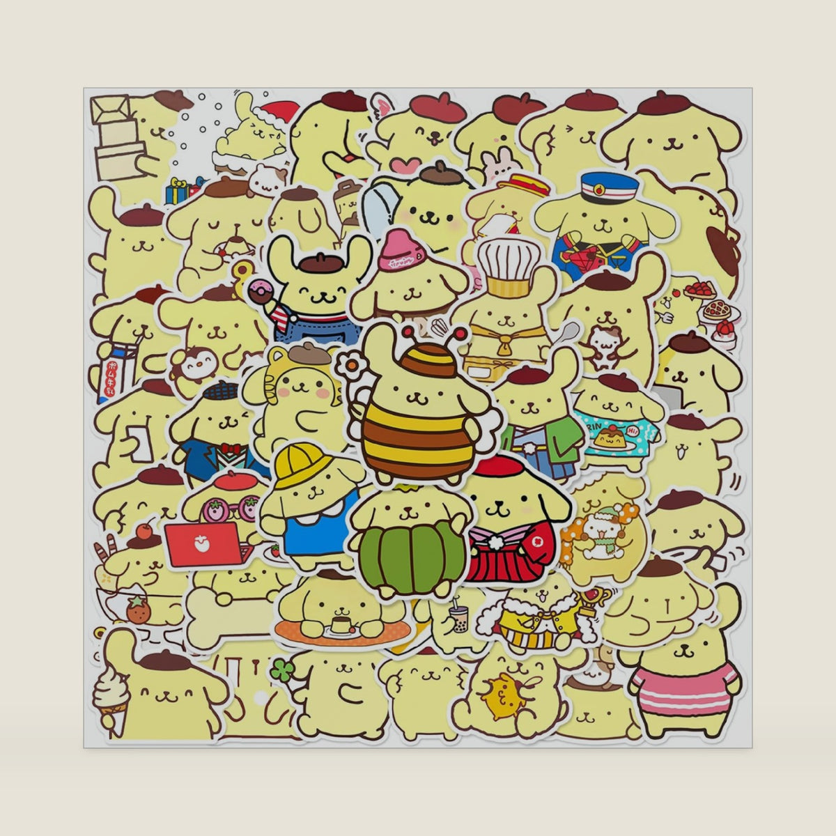 50Pcs Manga Pompompurin Stickers Mixed Pack Cool Cartoon Anime Stickers Decorative Sticker for Teens Adults Waterproof Sticker for Water Bottle Laptop (BDG)