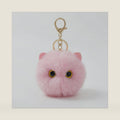 Cute Pink Cat Plush Keychain - Kawaii Pink Kitten Pom Pom Bag Charm, Sweet Keychain for Backpack Purse, Gift for Girls Women