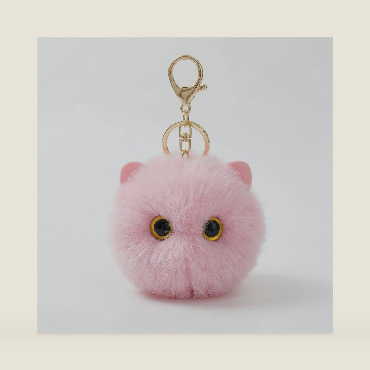 Cute Pink Cat Plush Keychain - Kawaii Pink Kitten Pom Pom Bag Charm, Sweet Keychain for Backpack Purse, Gift for Girls Women