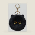 Cute Black Cat Plush Keychain - Kawaii Bag Charm, Soft Cat Pom Pom Keychain for Backpack Purse Keys, Birthday Gift for Women Girls Cat Lovers
