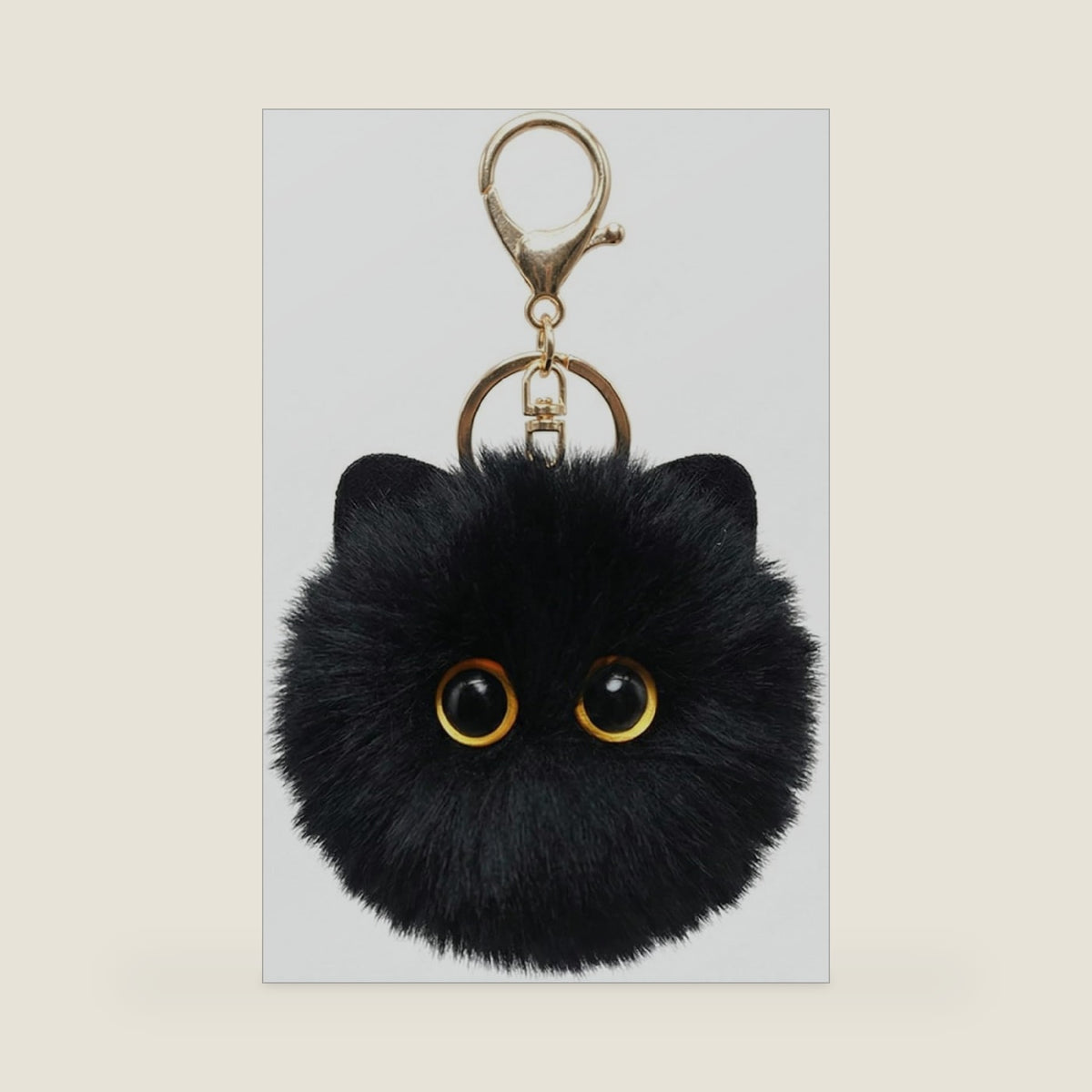 Cute Black Cat Plush Keychain - Kawaii Bag Charm, Soft Cat Pom Pom Keychain for Backpack Purse Keys, Birthday Gift for Women Girls Cat Lovers