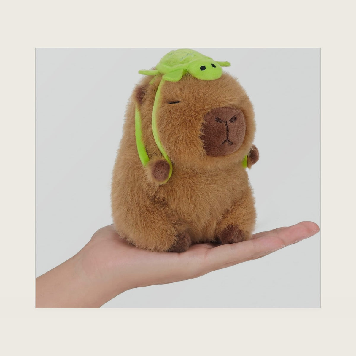 Ditucu Cute Palm-Sized Capybara Plush with Turtle Backpack Soft Small Capibara Stuffed Animal Plushies Toys Dolls Gifts for Kids Brown 6 inch