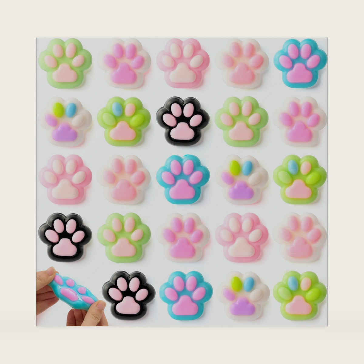 JOYIN 24 PCS Mini Cat Paw Squishy Toys, Taba Kawaii Mochi Fidget Toys in 8 Designs, 1.6 Inch Soft Stress Relief Toys for Kids Party Favors, Classroom Prizes & Goodie Bags