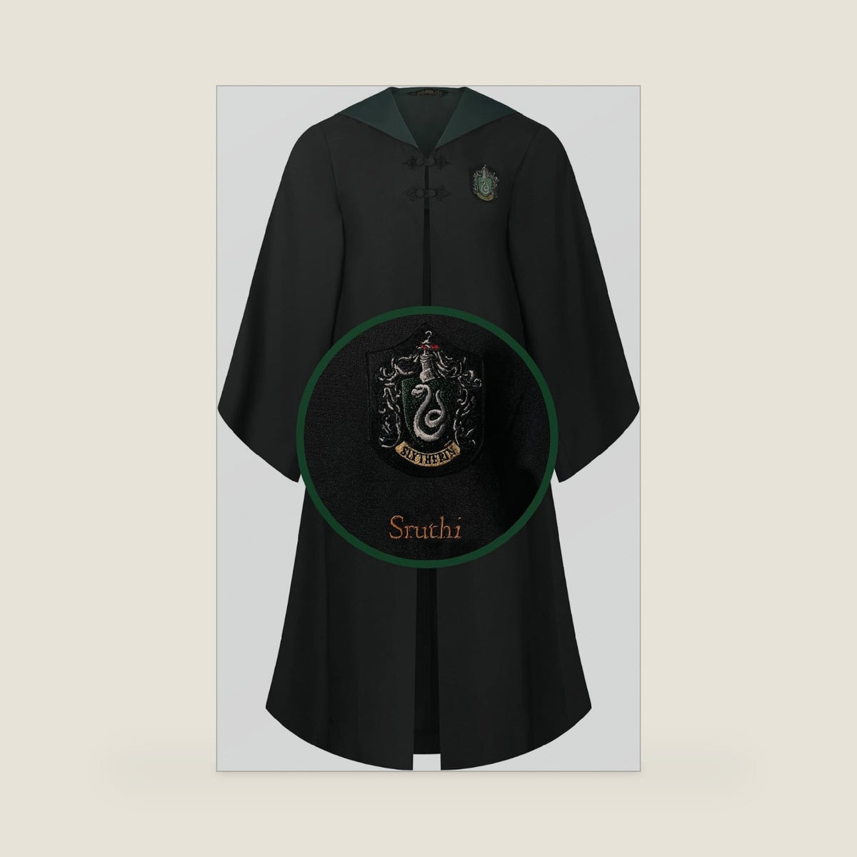 Harry Potter Personalized Robe, Black with House Color Lining, Adult Sizes
