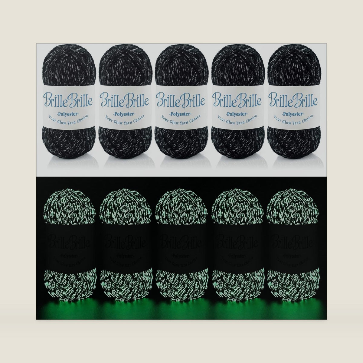 Glow in The Dark Yarn - 5 Pack Glow in The Dark Yarn for Crochet(260g/9oz | 273 Yards) Knitting & Crochet Thread for DIY Crafts, Gifts, Doll Making (Black)