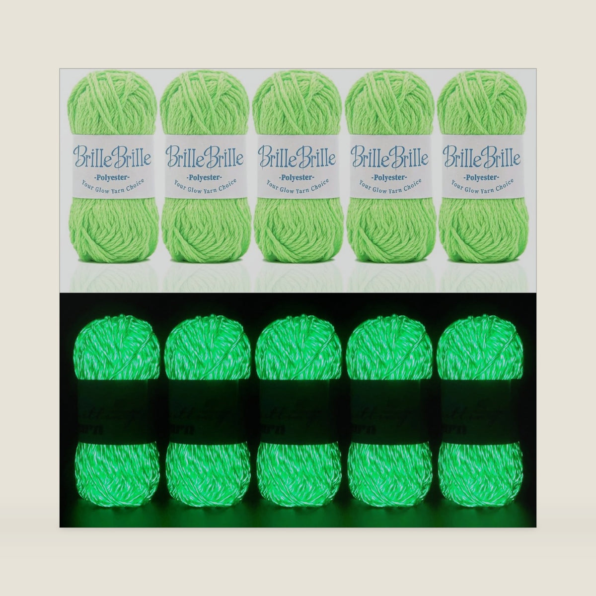 Glow in The Dark Yarn - 5 Pack Glow in The Dark Yarn for Crochet(260g/9oz | 273 Yards) Knitting & Crochet Thread for DIY Crafts, Gifts, Doll Making (Green)