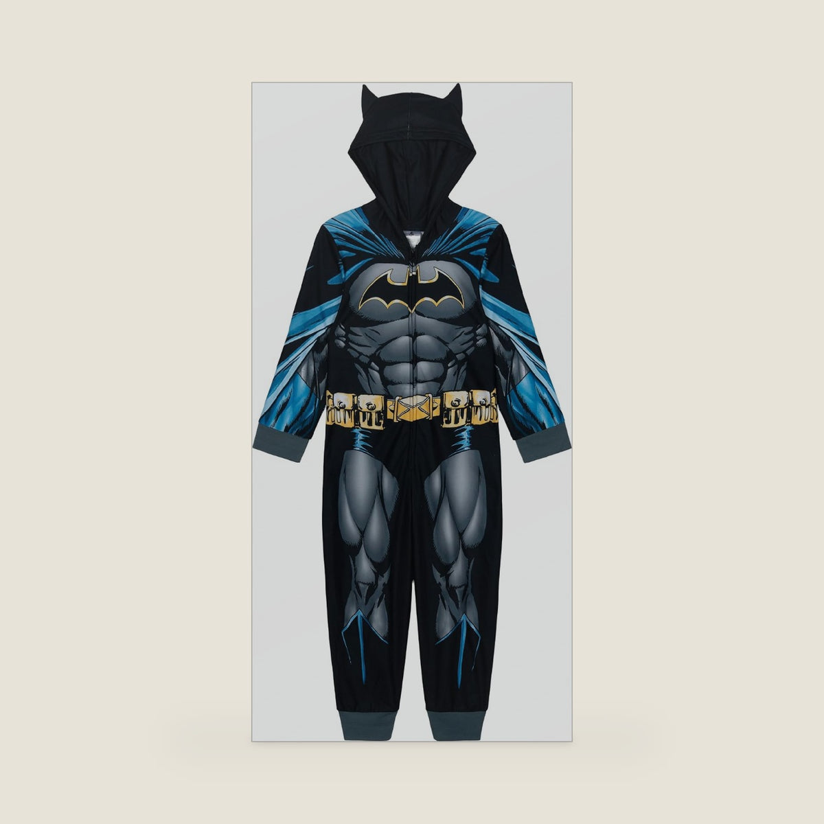 DC Comics Batman Zip Up Cosplay Pajama Coverall Toddler to Big Kid Sizes (3T - 10-12)