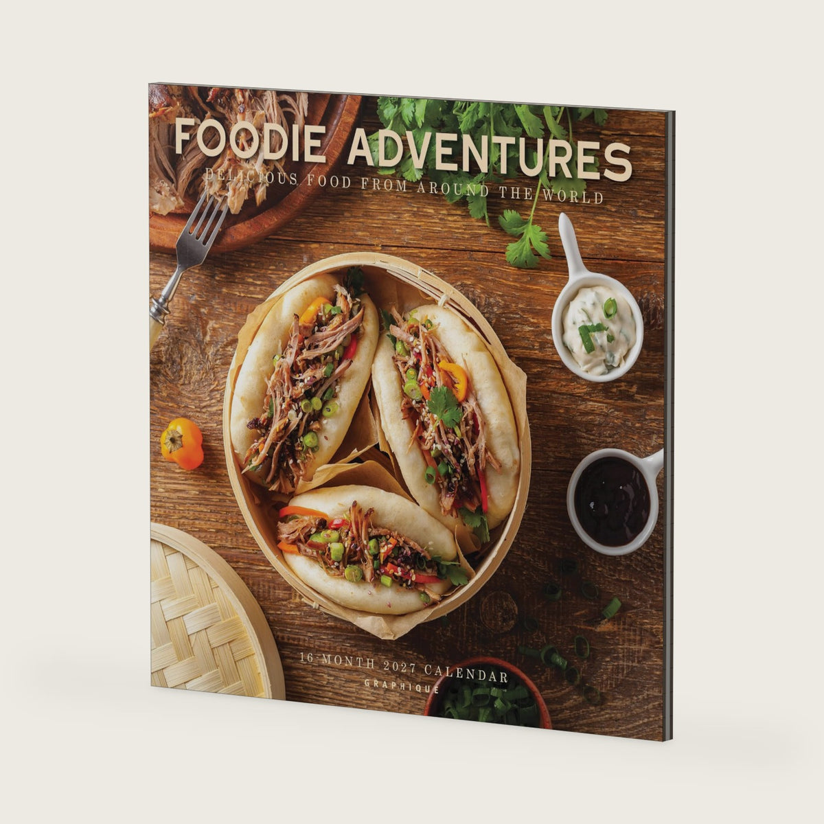 Graphique 2027 Foodie Adventures Wall Calendar | 12” x 12” | Thick Paper | Home Calendar & Office Organizer | Large Monthly Grid | 3 Languages & Marked Holidays | 4 Month Preview Page for 2028