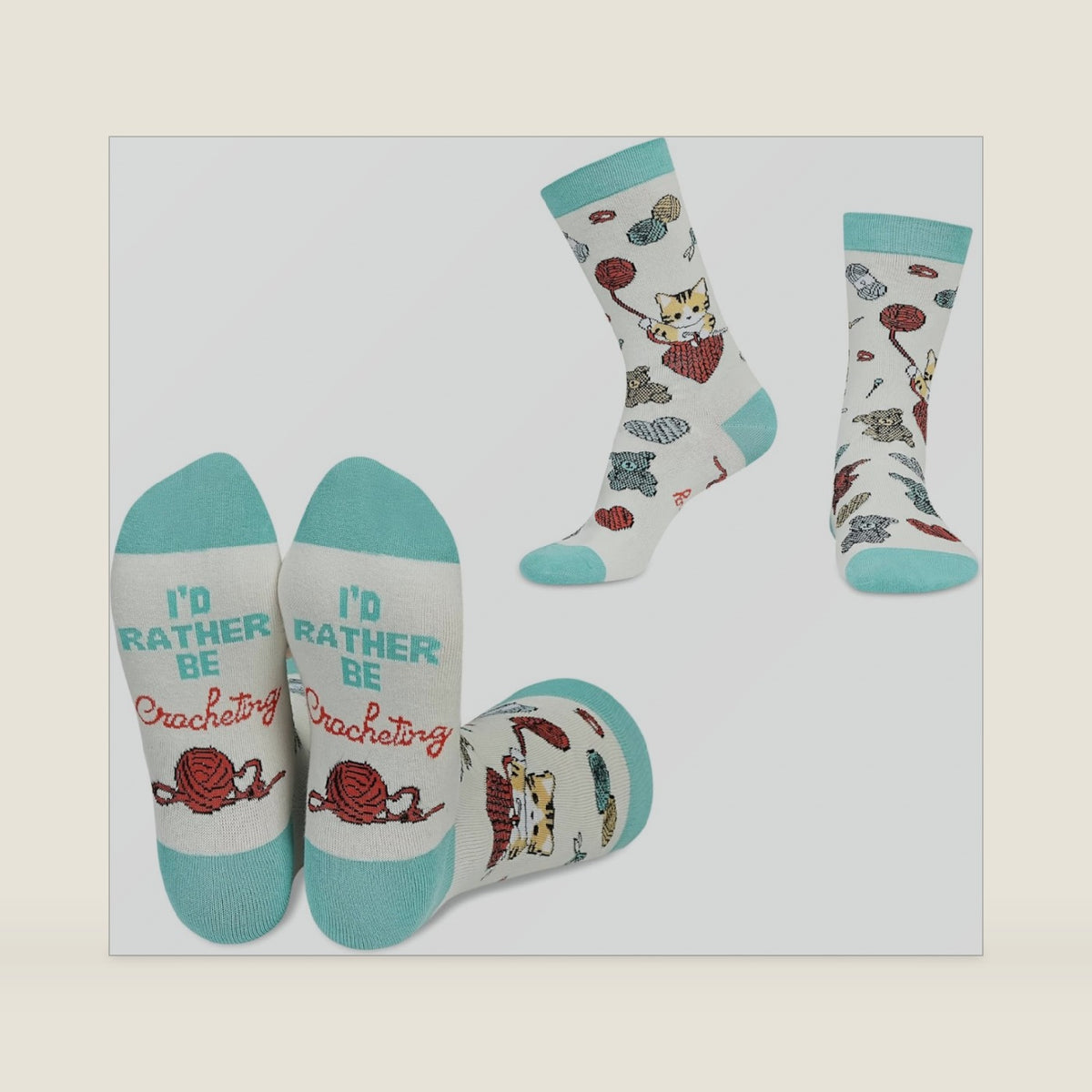 InnoBeta Crochet Gifts for Women One Size Crew Sock for Crochet Lovers Women on Birthday Christmas