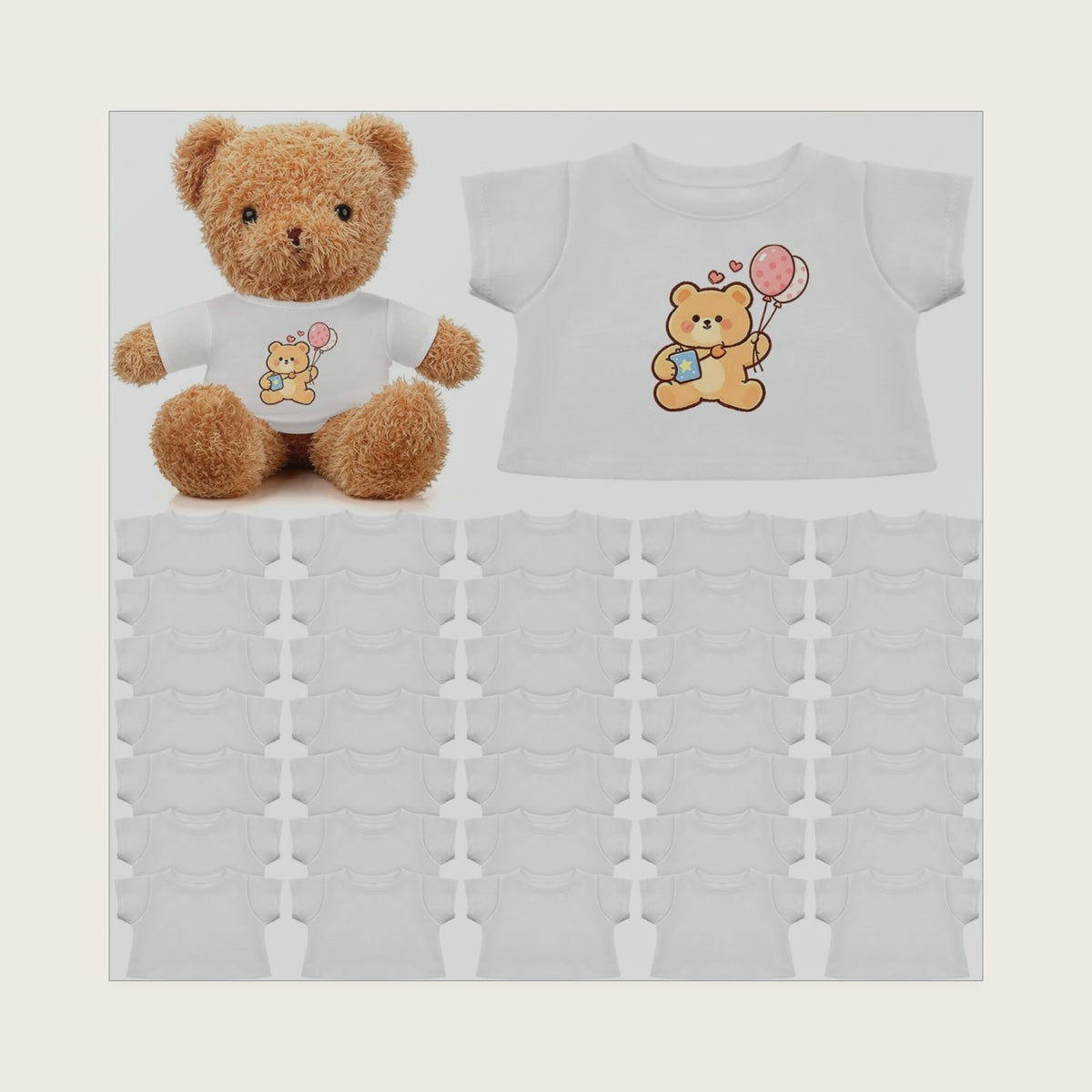 36 Pcs Stuffed Bear Tshirt Clothes Bulk Fit 14-16 in Stuffed Dolls Plush Animal Bear Shirt for DIY Crafts Sublimation Giveaways Goodie Bags Classroom Projects