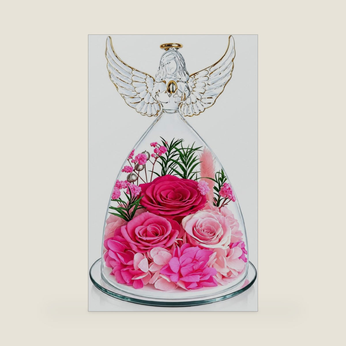 Vrioca Flowers for Delivery, Preserved Rose in Glass Angel, Birthday Gifts for Women Mom Grandma