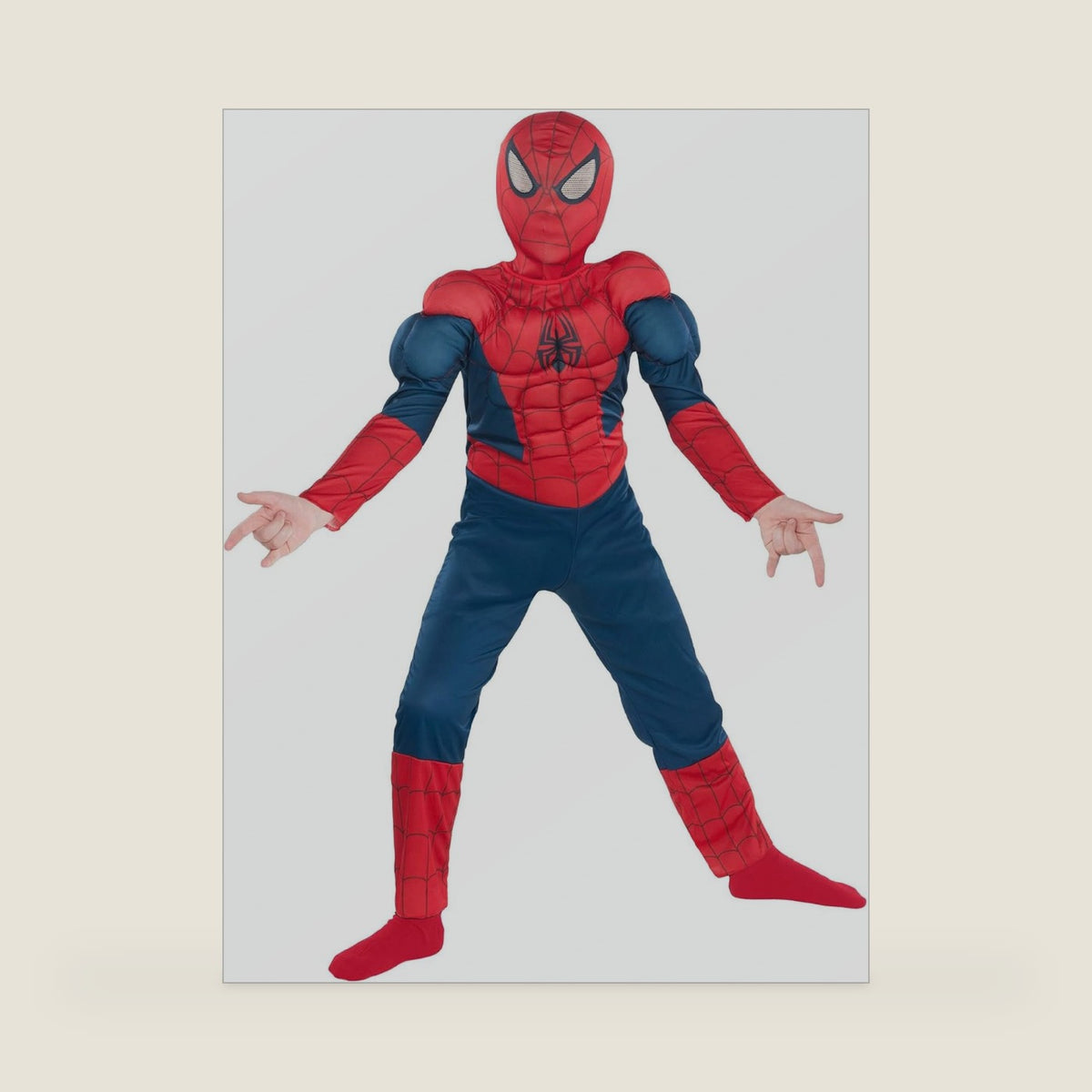 Kids Spider-Man Muscle Suit Costume | Child Superhero Padded Jumpsuit, Mask for Halloween, Parties, Dress Up