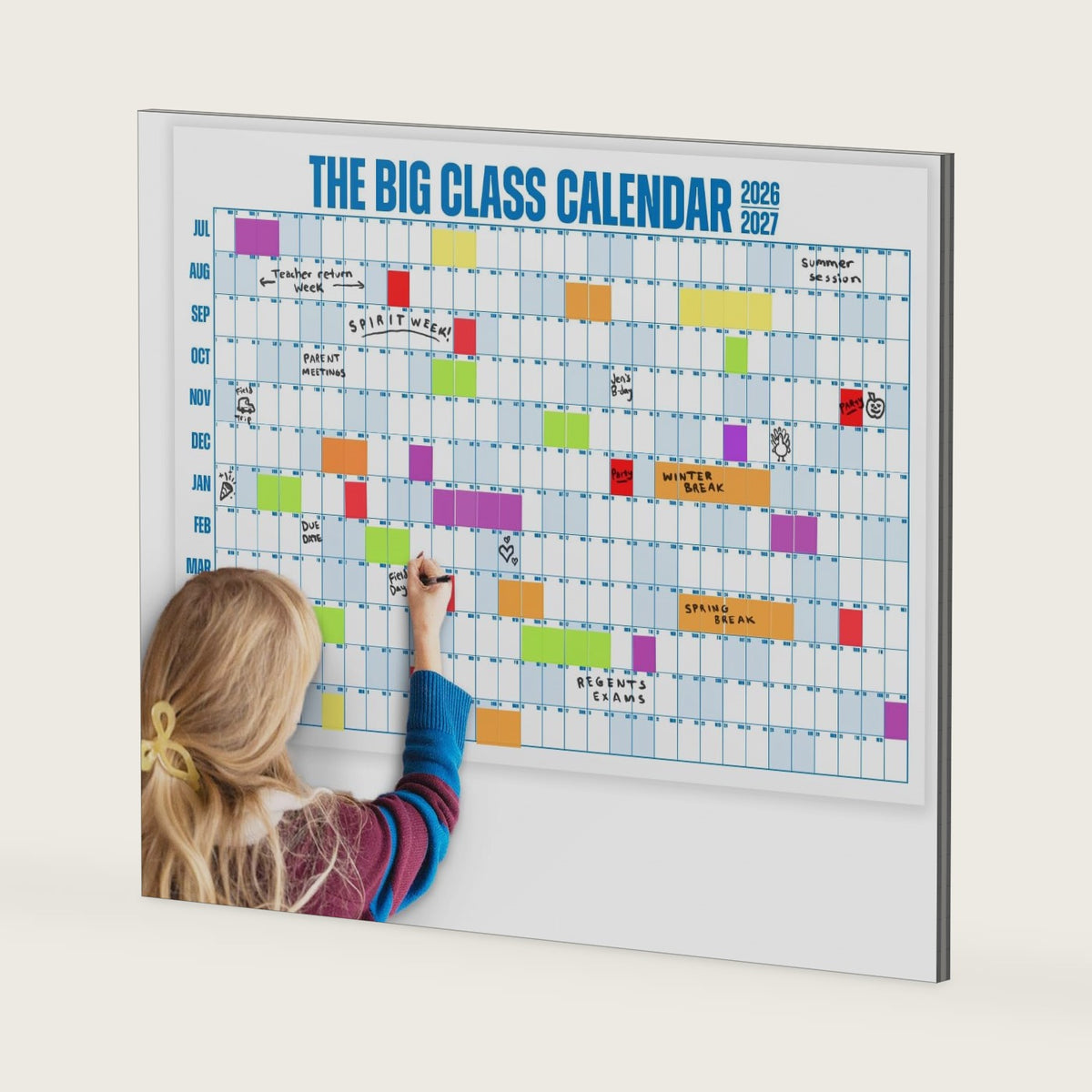 Big A## Calendar - Big Class Dry Erase Wall Calendar - 2026-2027 - Blue