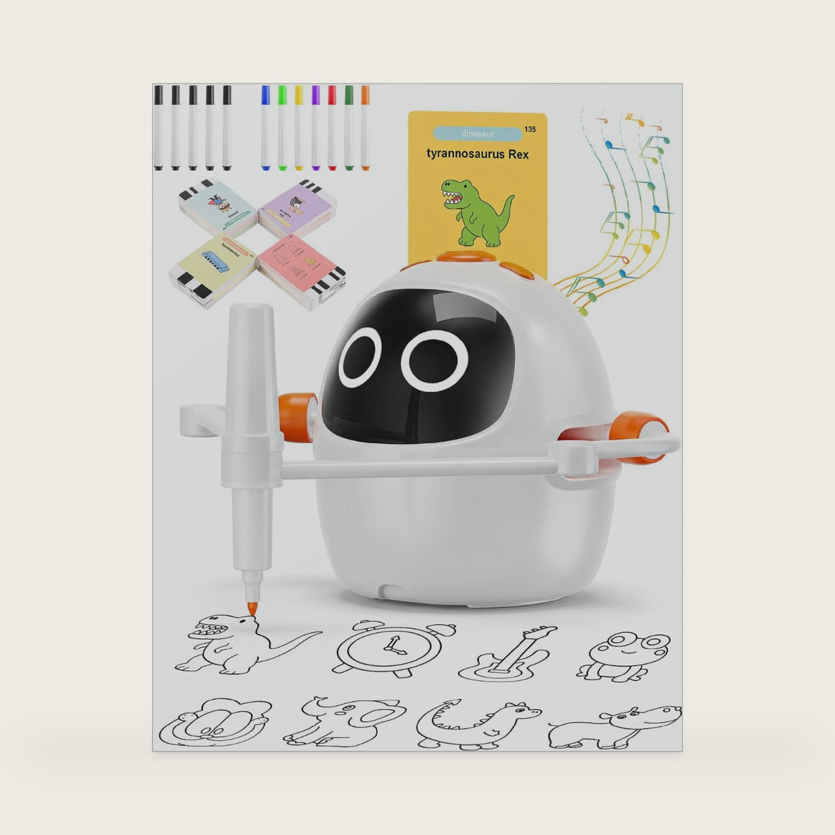 Kids Drawing Robot, Rechargeable Interactive Educational Drawing Machine