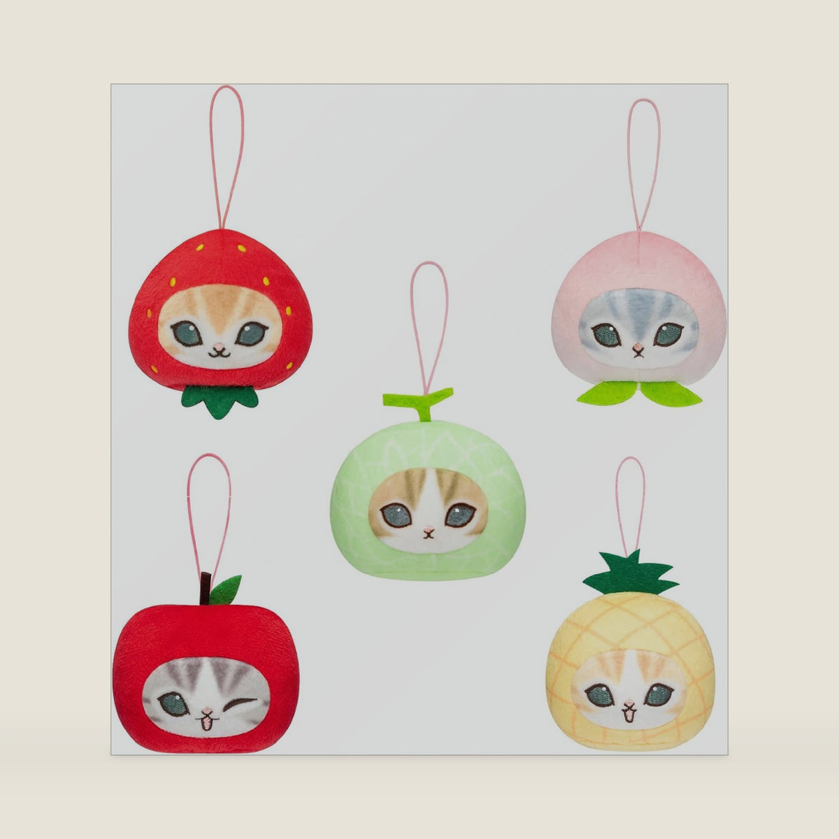 mofusand Fresh Fruit Meow Face Plush Blind Box – 5 Variations (Receive 1 Random), Kawaii Cat Collectible Plush Keychain for Adults & Pop Culture Fans
