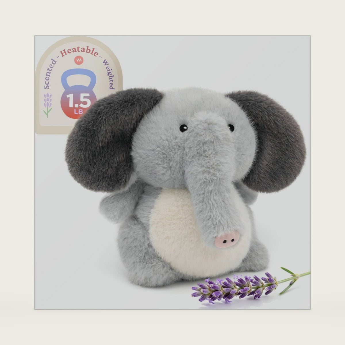 IKASA Microwavable Elephant Stuffed Animal,Heating Pad for Comfort and Warmth,Heatable and Coolable 1.5lbs Weighted Lavender Scent Plush Toy,Gift for Kids Boys Girls Adults