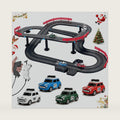 Slot Car Race Track Set 1:87 with 4 High Speed Vintage Rally Cars, Electric Battery Dual Race, 2 Controllers, Lap Counter, Circular Overpass, Loop Crossover, Toys Gifts for Kids Teens Adults All Ages