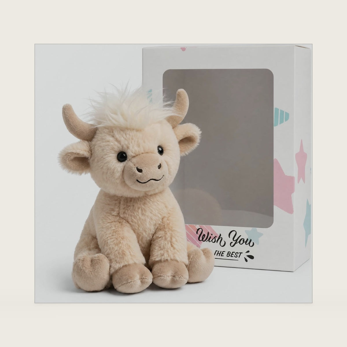 White Highland Cow Plush, 8-Inch Cow in Window Gift Box
