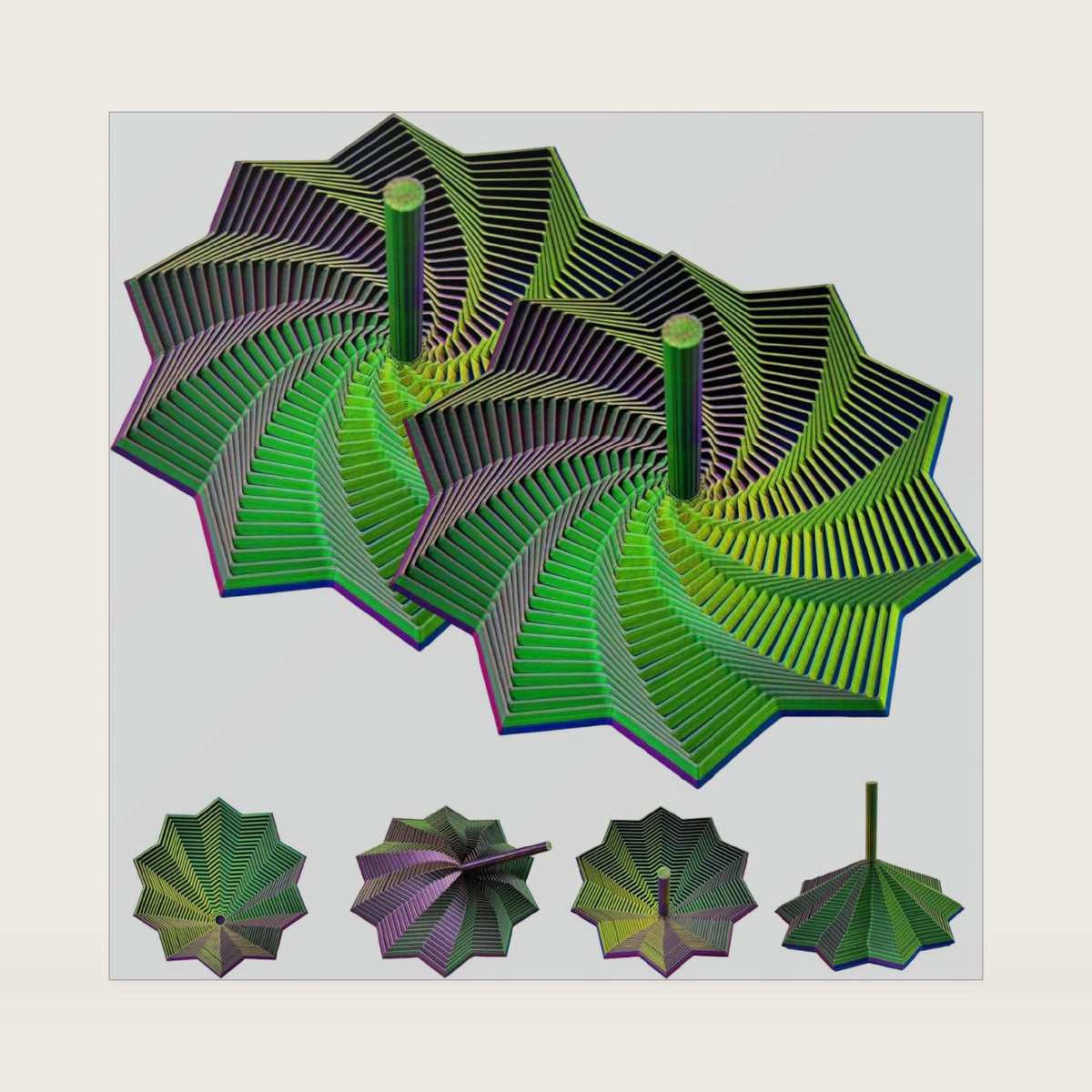 3D Printed Expanded Sensory Fidget Star,with Handles(25rings-2Pcs)