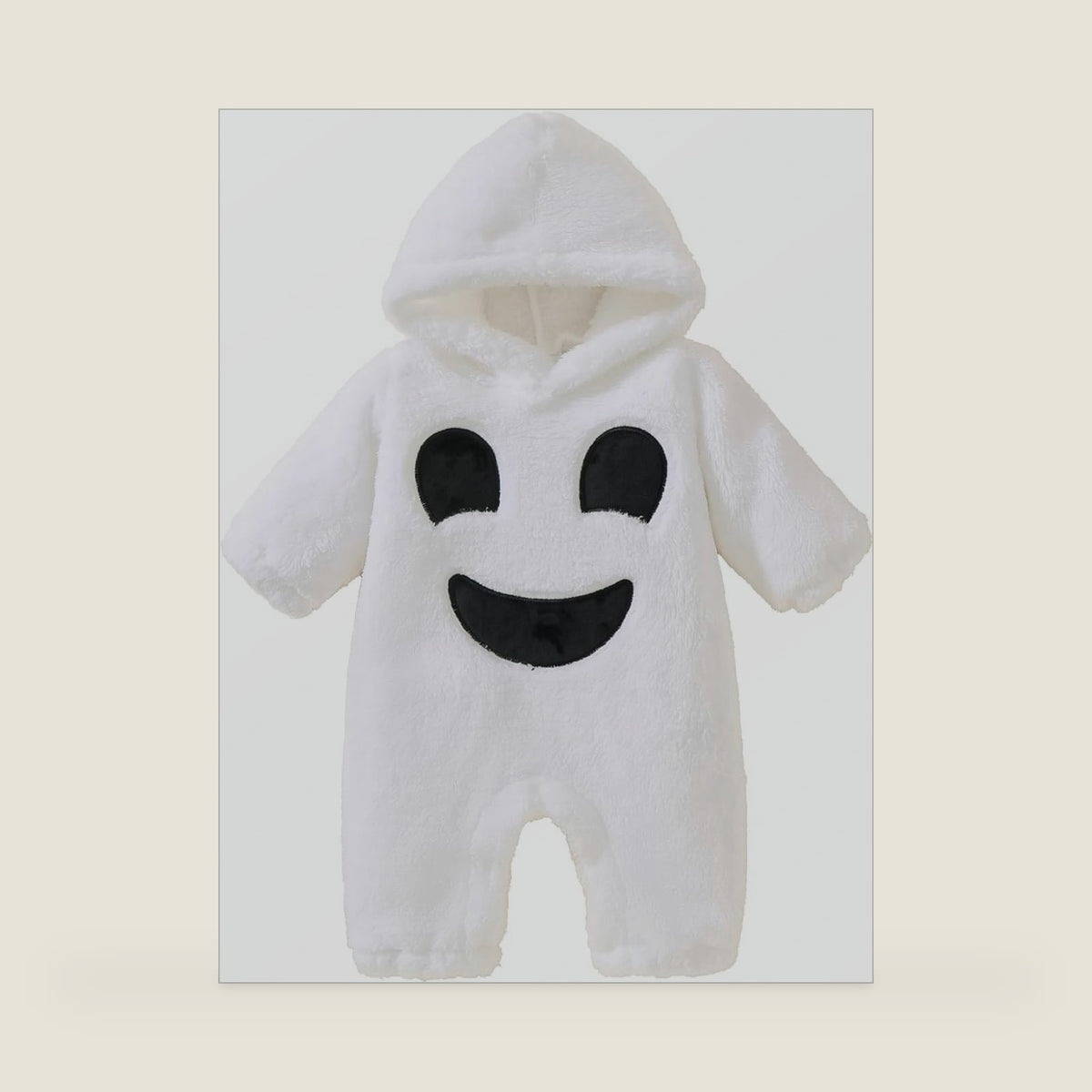 Newborn Baby Girl Boy Halloween Outfit Ghost Costume White Fleece Romper Jumpsuit Hooded hat