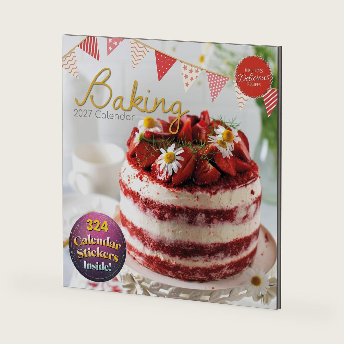 2027 Square Wall Calendar - Baking 12 x 12 Inch Monthly View, 16-Month, Food Theme, Includes 324 Reminder Stickers