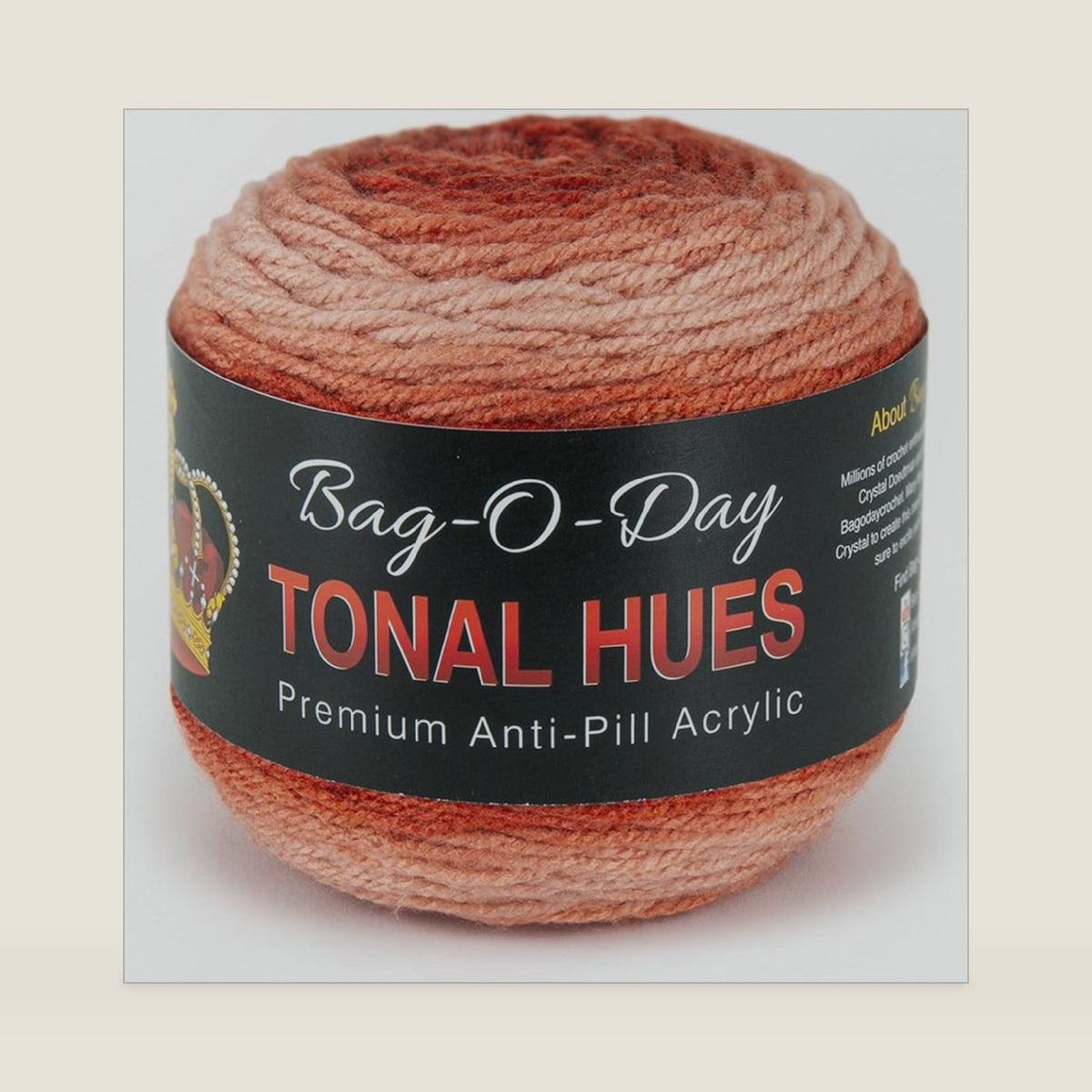 Mary Maxim Bag-O-Day Tonal Hues Ombre Yarn 280 Yards, 5.3 OZ, Burnin