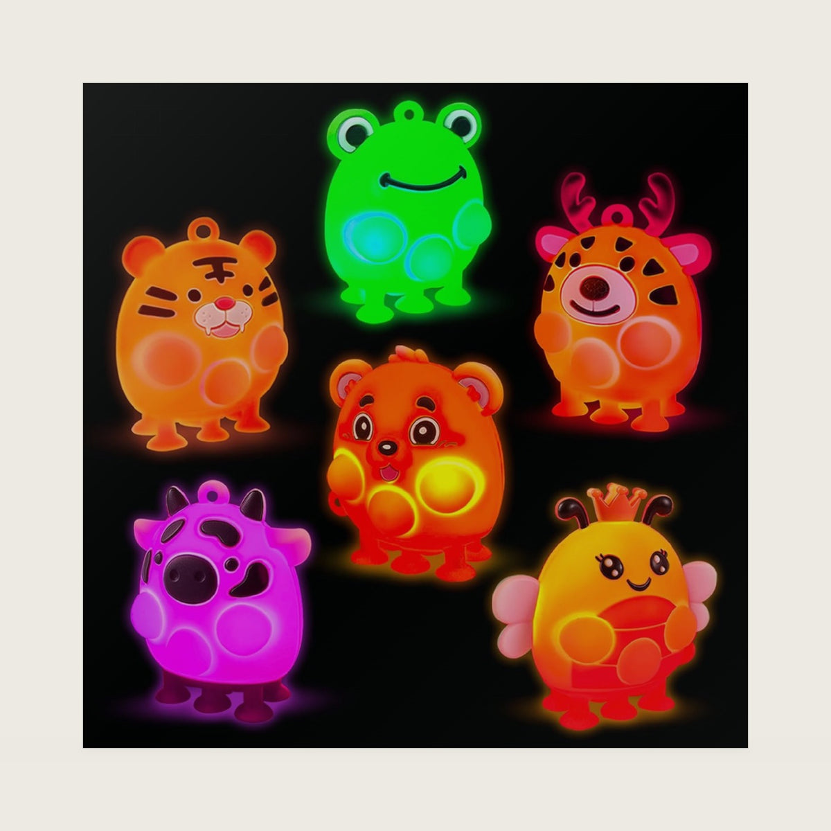 ChildFun 6 Pack Light Up Bath Toys, Animal Suction Pop Light Up Toys, No Hole Bath Toys for Kids, Silicone Sensory Bathtub Toys, Travel Toys for Kids, Airplane, Car Rides & Road Trips