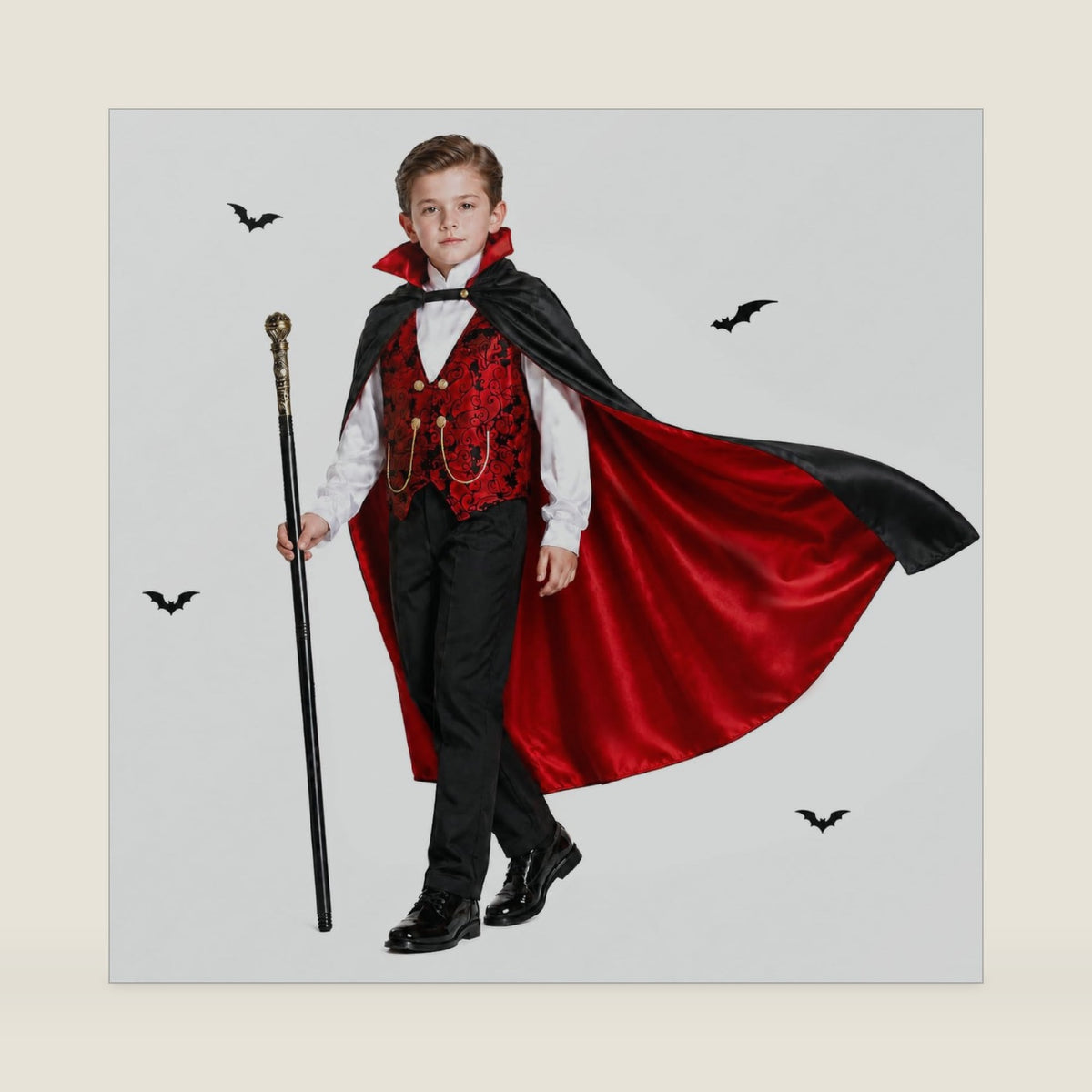 Boys Vampire Costume Set Halloween Dracula Cosplay Outfit for Kid 3-12