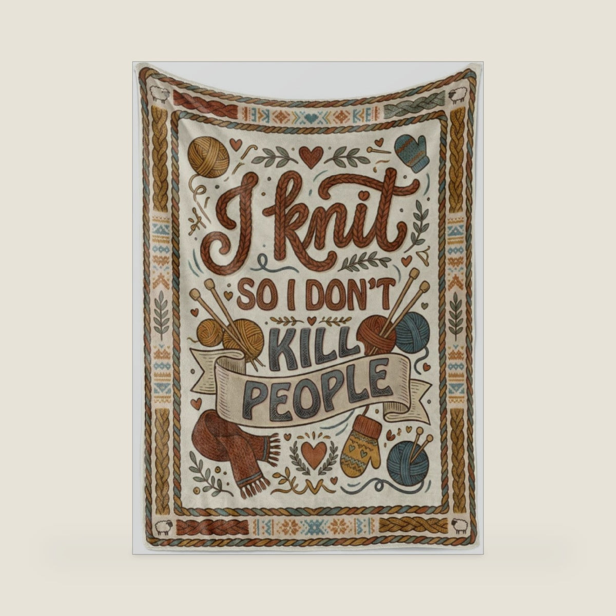 Huglanket Knitting Gifts for Women, Knitting Lovers, Funny Themed Crochet Sewing Gifts, Flannel Throw Blankets, 50"x 65" - I Knit So I Don't Kill People