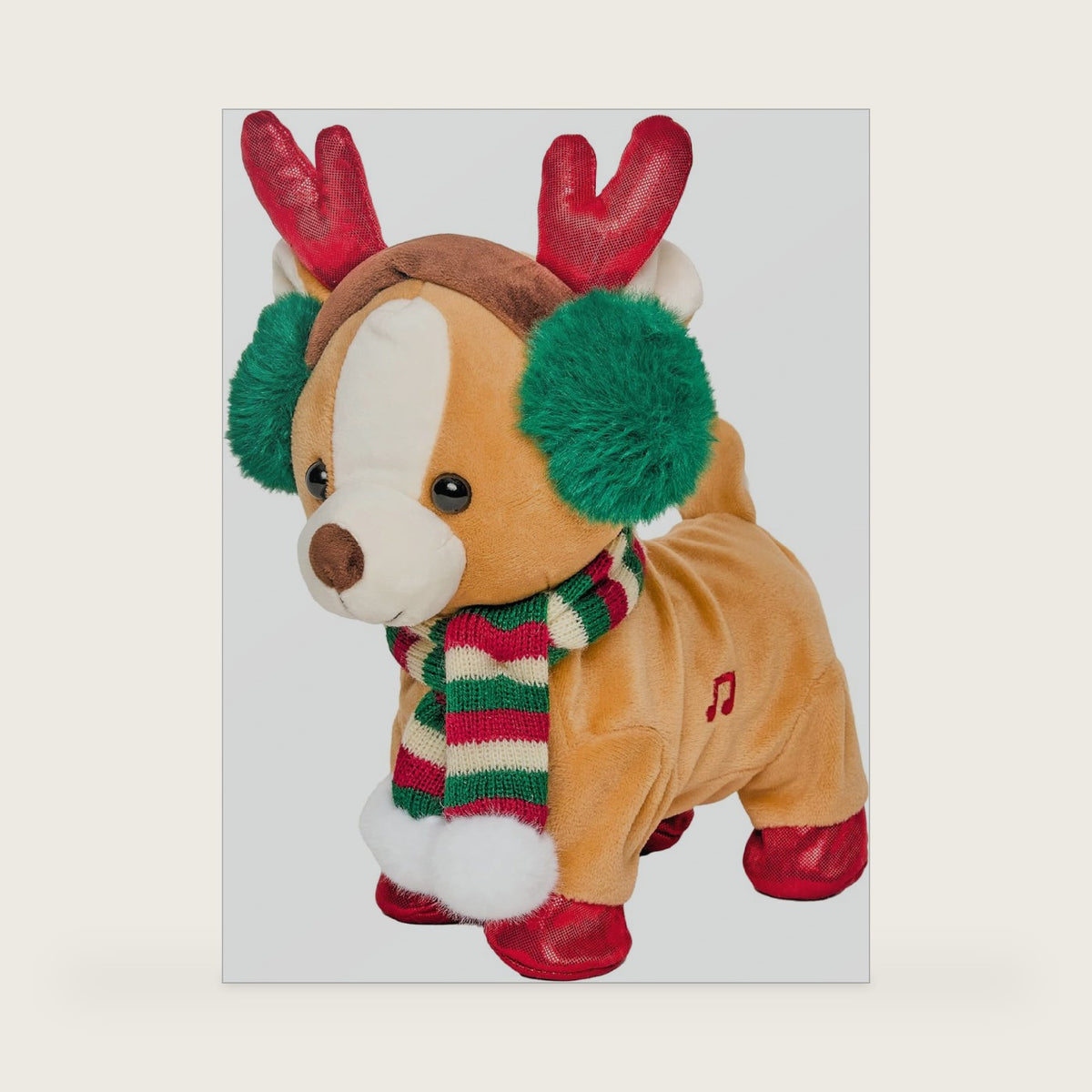 Cuddle Barn Peppermint Patter - Holiday Musical Plush Reindeer, 10"