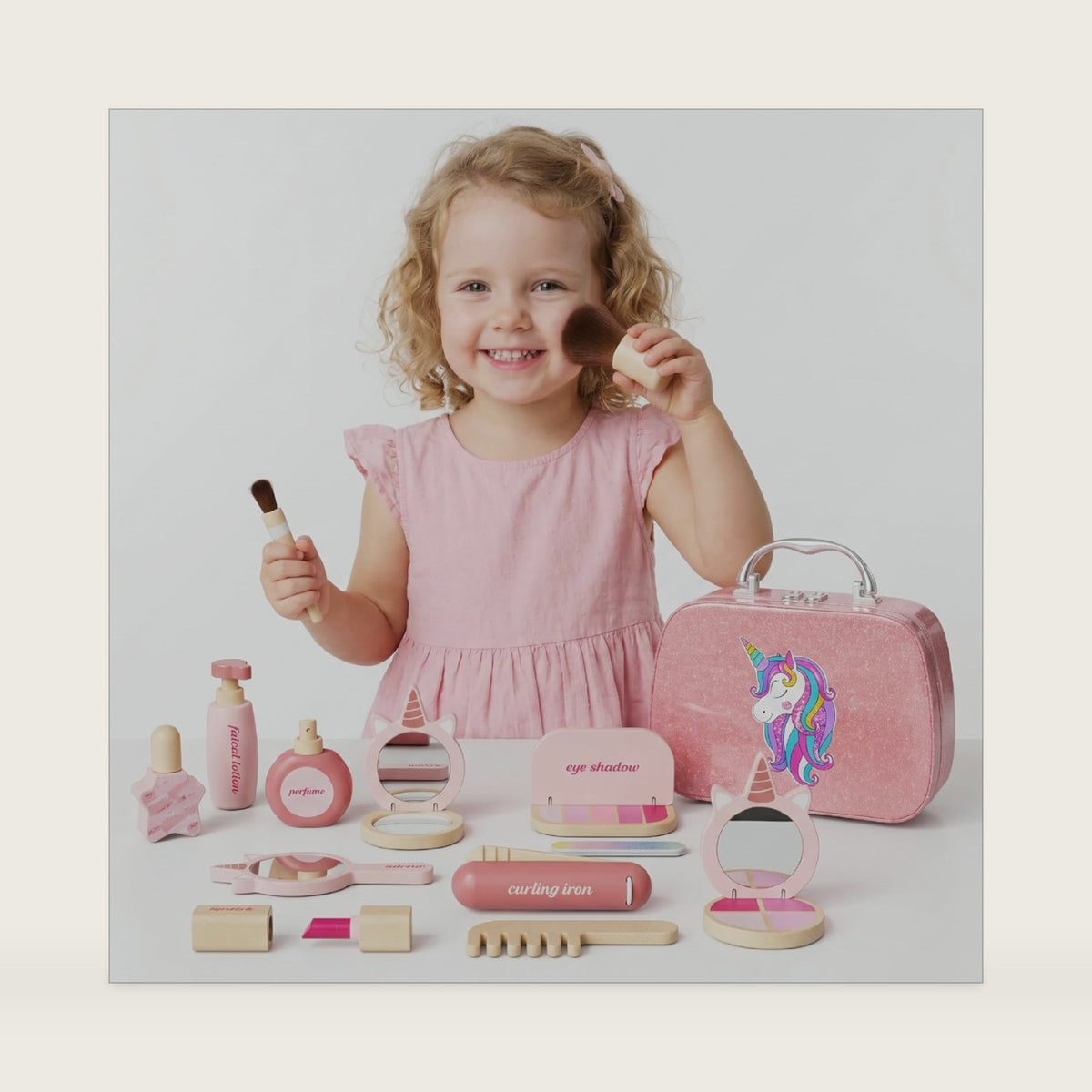 Unicorn Themed Pretend Play Makeup Set, Toys for Toddler Girls 3 Year Old