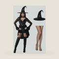 Spooktacular Creations Halloween 3Pc Women Black Witch Costume, Womens Witch Dress, Halloween Costume for Themed Party
