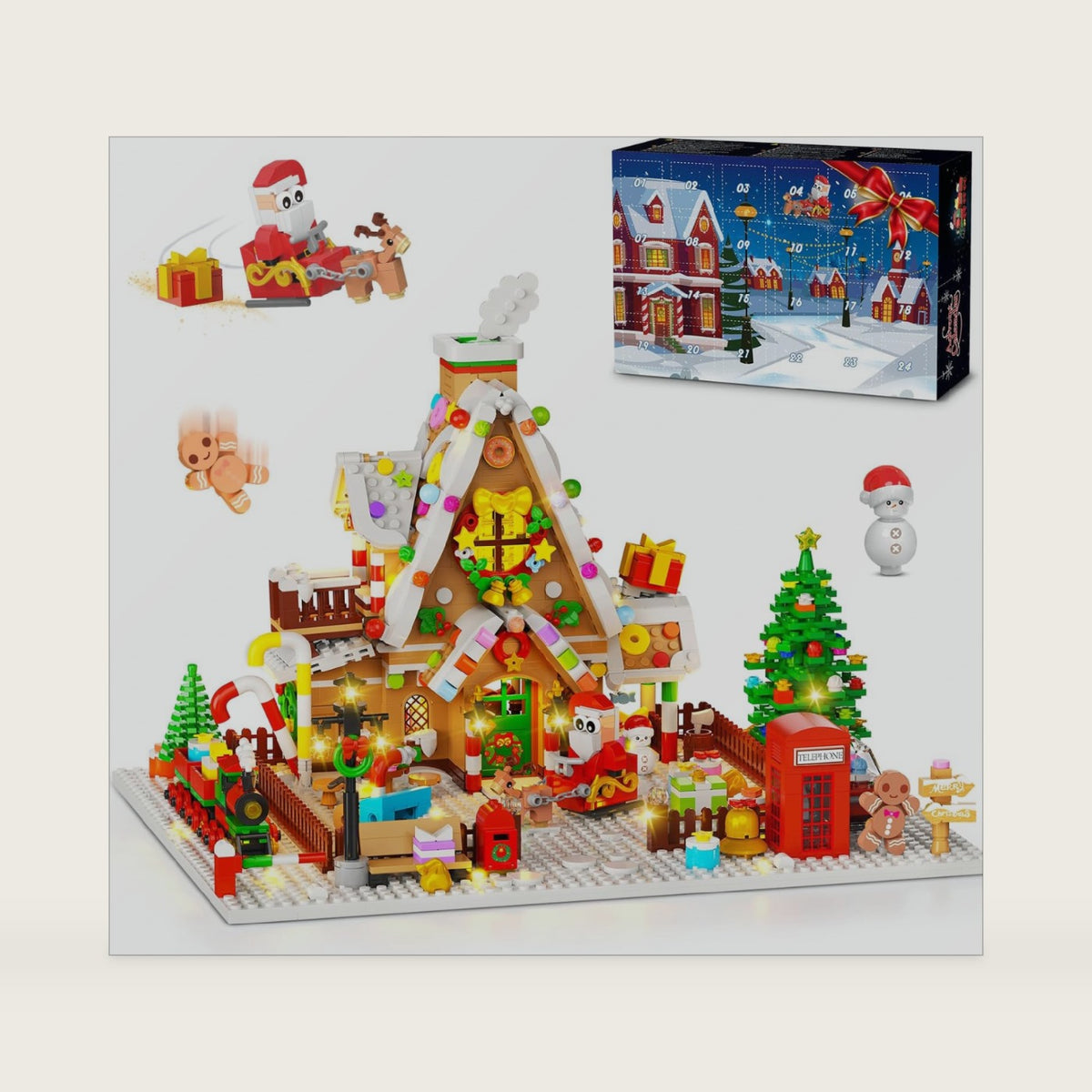 INSOON Advent Calendar 2026 Gingerbread House Mini Building Set with Lights