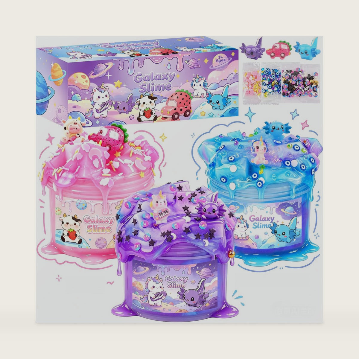 3 Pack Galaxy Slime Party Favors Classroom Prizes for Kids Teens 4-8, 8-12