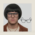 Miss U Hair Retro Black Bowl Cut Wig with Glasses Men 70s 80s Mushroom Hair