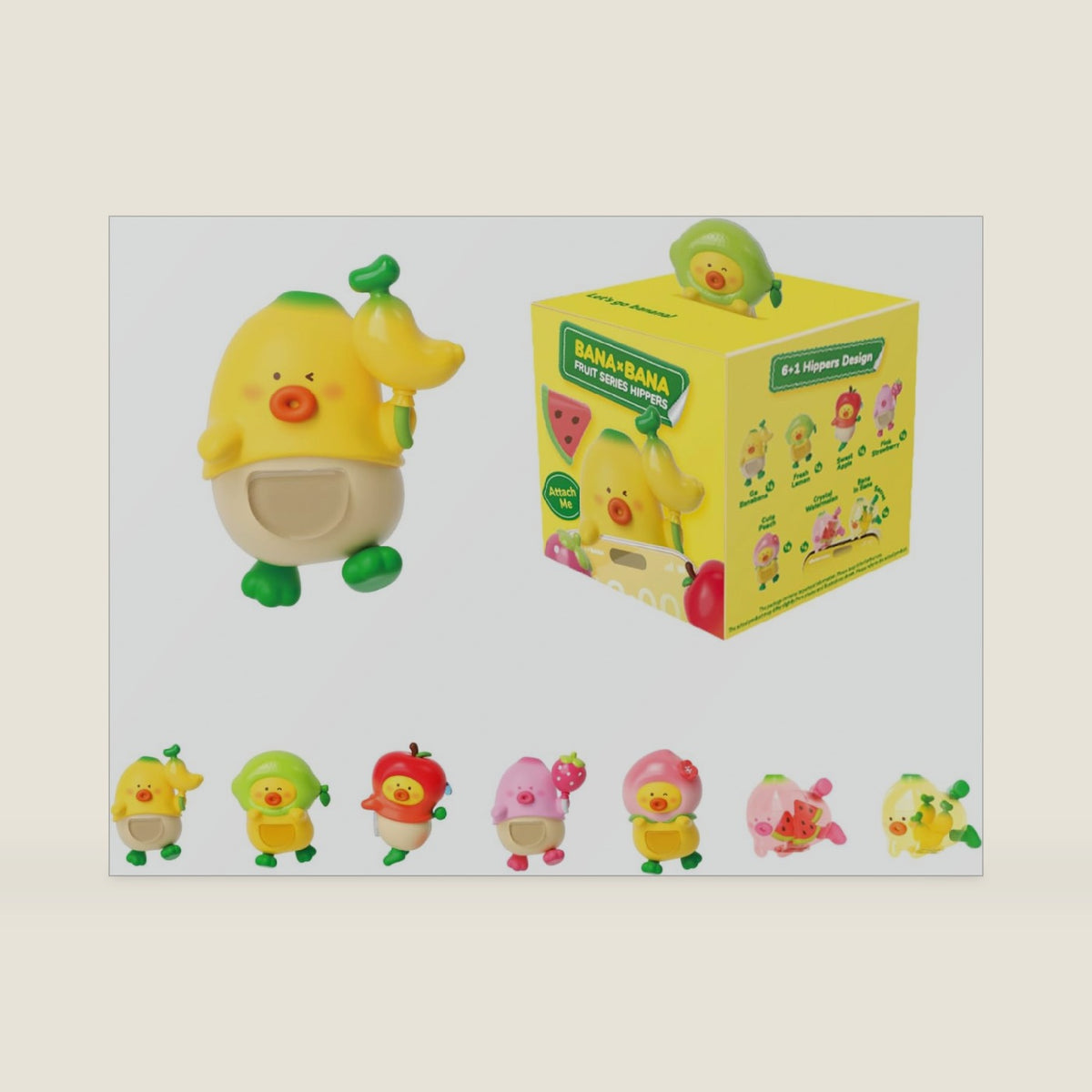 BANA×BANA Phone Decoration - Blind Box Adhesive Decorative Mini Figures Toy Fruit Series Vinyl Collectible Mystery for Cup Home Decor Birthday Gifts, Random One Figure(Hidden Style)